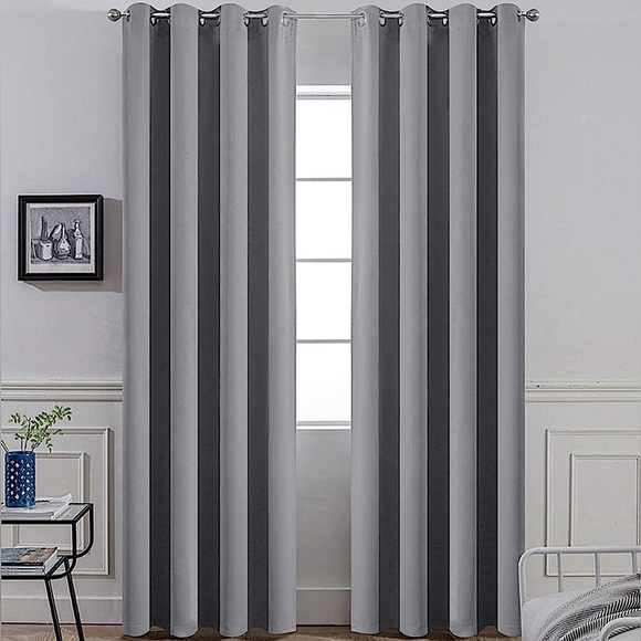 Set of 2 Gray curtains like new no callouts length 80in width 37in - Picture 1 of 6